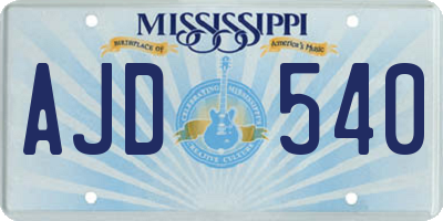 MS license plate AJD540