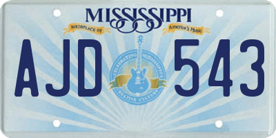 MS license plate AJD543