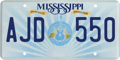 MS license plate AJD550