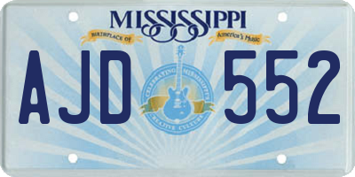 MS license plate AJD552
