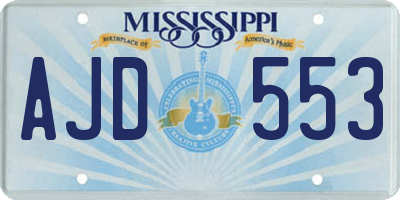 MS license plate AJD553