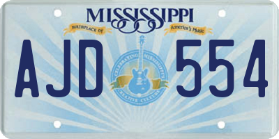 MS license plate AJD554