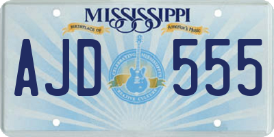 MS license plate AJD555
