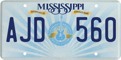 MS license plate AJD560