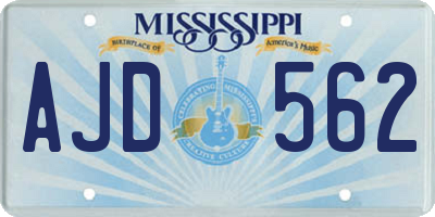MS license plate AJD562