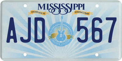 MS license plate AJD567