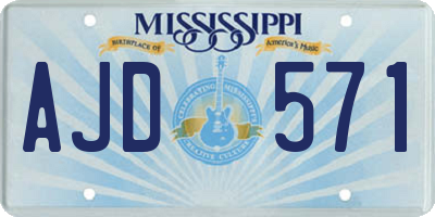 MS license plate AJD571