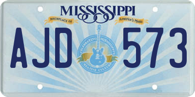 MS license plate AJD573