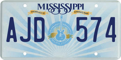 MS license plate AJD574