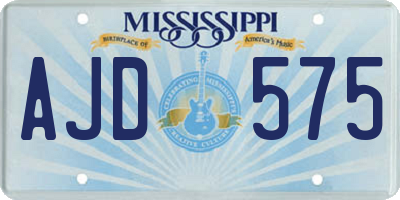 MS license plate AJD575