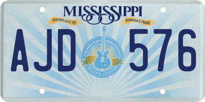 MS license plate AJD576