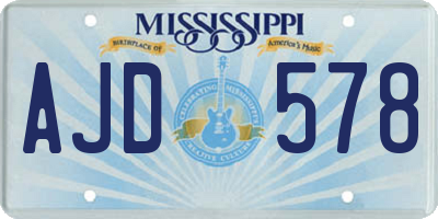 MS license plate AJD578