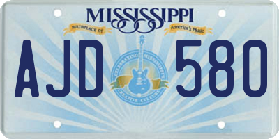 MS license plate AJD580