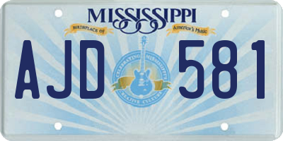 MS license plate AJD581