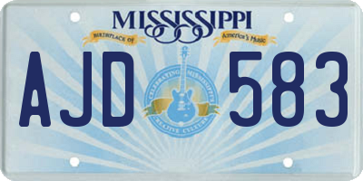 MS license plate AJD583