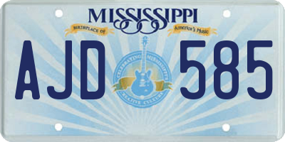 MS license plate AJD585