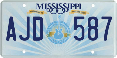 MS license plate AJD587
