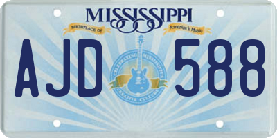 MS license plate AJD588