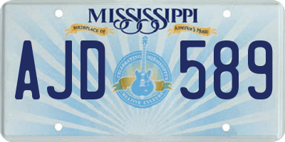 MS license plate AJD589