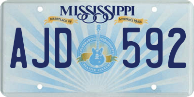 MS license plate AJD592