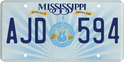 MS license plate AJD594