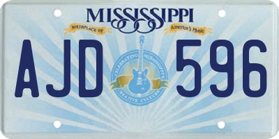 MS license plate AJD596