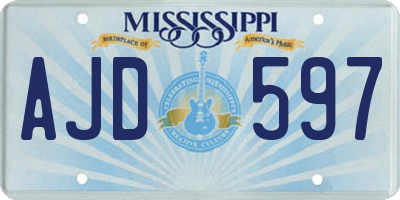 MS license plate AJD597
