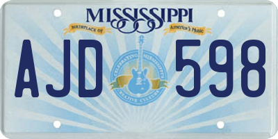 MS license plate AJD598