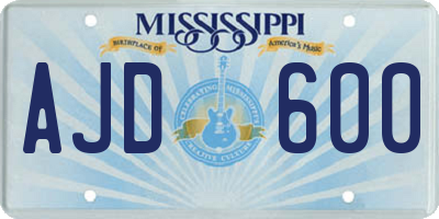 MS license plate AJD600