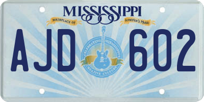 MS license plate AJD602