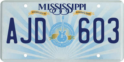 MS license plate AJD603