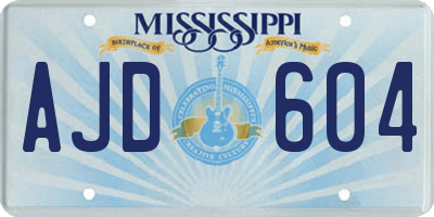MS license plate AJD604