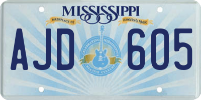 MS license plate AJD605