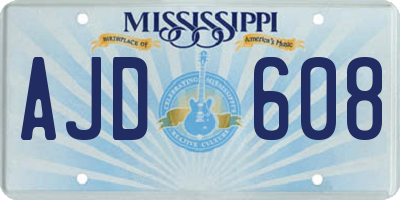 MS license plate AJD608