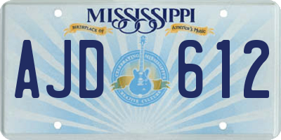 MS license plate AJD612