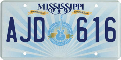 MS license plate AJD616