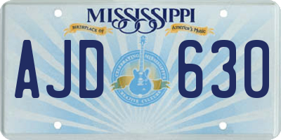 MS license plate AJD630