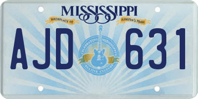 MS license plate AJD631