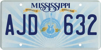 MS license plate AJD632