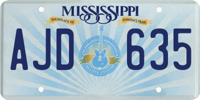 MS license plate AJD635