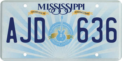 MS license plate AJD636