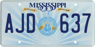 MS license plate AJD637