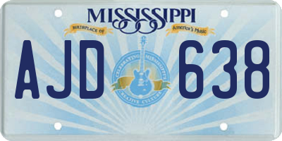 MS license plate AJD638
