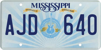 MS license plate AJD640