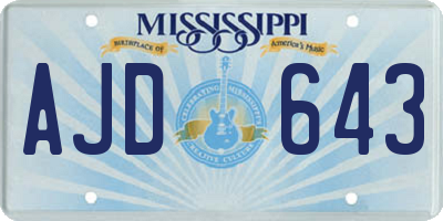 MS license plate AJD643