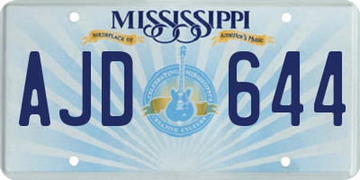 MS license plate AJD644