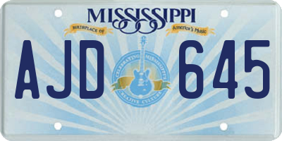MS license plate AJD645
