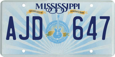 MS license plate AJD647