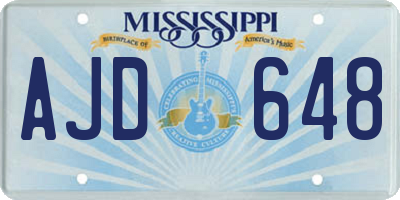 MS license plate AJD648