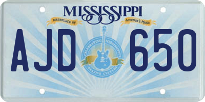 MS license plate AJD650